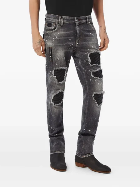Blugi Philipp Plein zdrențuiți gri