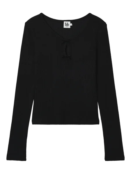 Dzianinowy długi top B+ab prążkowany czarny