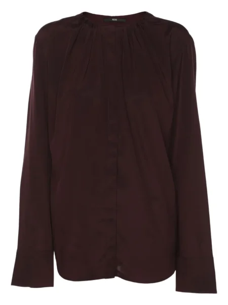 Cămașă Boss de mătase roșu