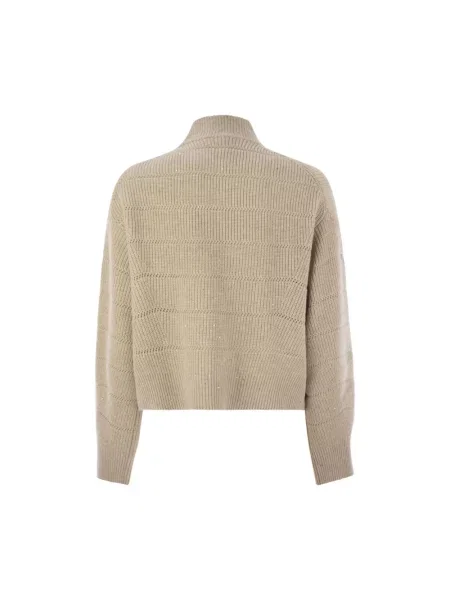 Sweter z golfem Brunello Cucinelli beżowy