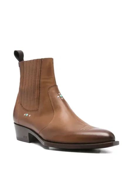 Botine Lidfort din piele cu strasuri maro