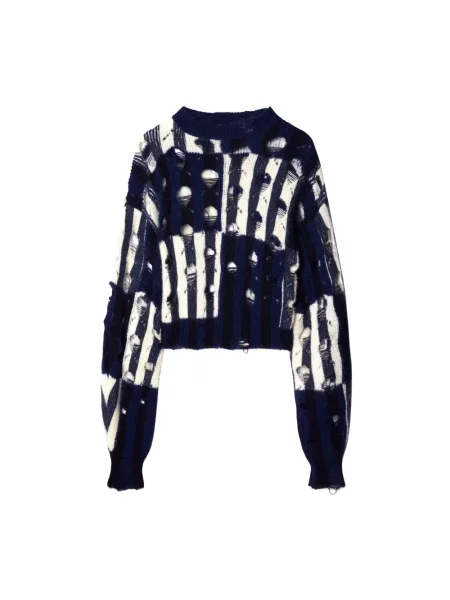 Dzianinowy sweter Off-white z przetarciami biały