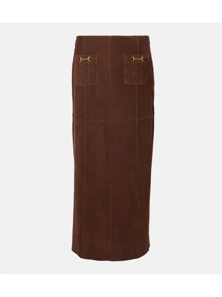 Fustă Rixo din piele de căprioară maro