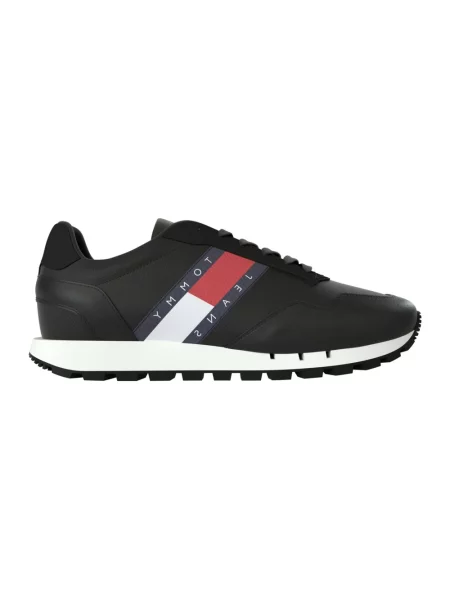 Sneakersy Tommy Jeans skórzane retro czarne