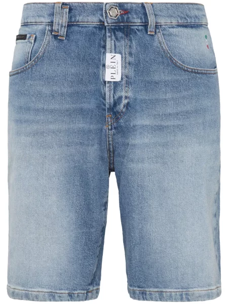 Pantaloni scurți din denim Philipp Plein cu aplicații albastru