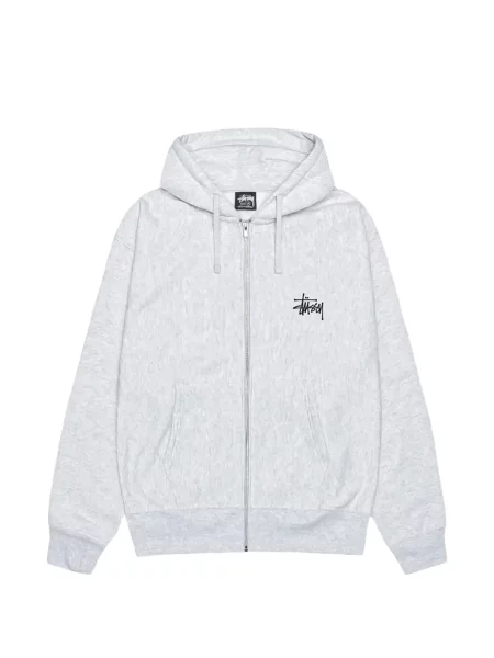 Mikina s kapucí Stussy s potiskem šedá