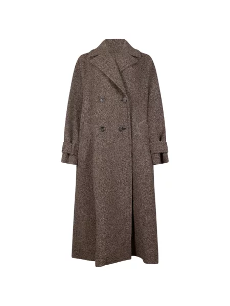 Cu centură palton Weekend Max Mara cu două rânduri de nasturi maro