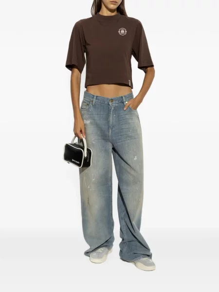 Decupat tricou Palm Angels maro