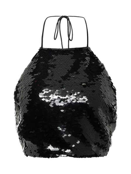 Top Magda Butrym o krotszym kroju z dekoltem halter czarny