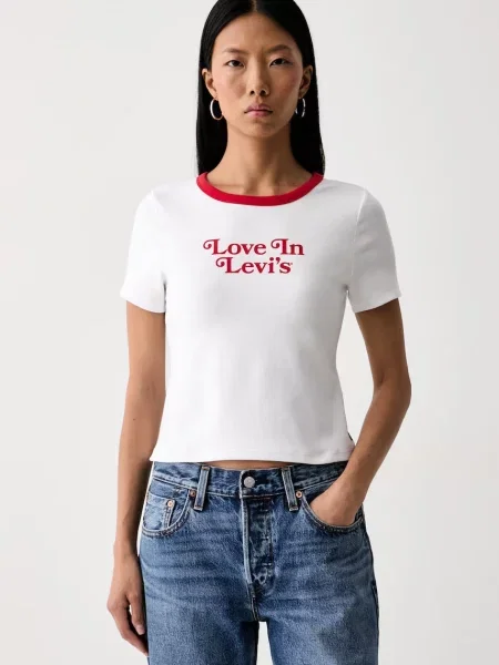 Levi's tričko s bavlnou GR HAYES CROPPED bílé