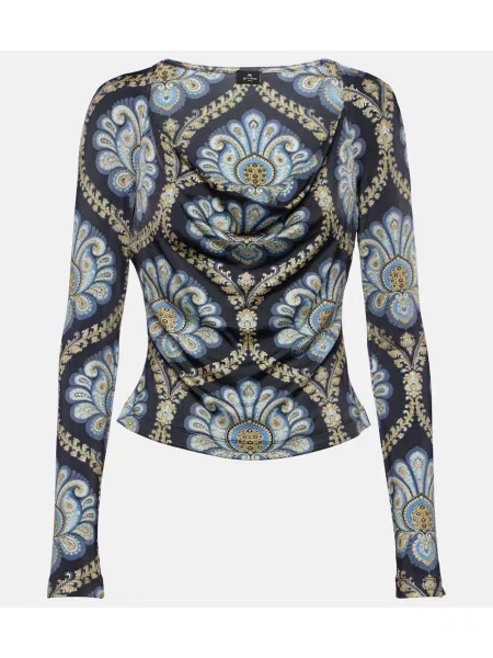 Top Etro z dżerseju z wzorem paisley niebieski