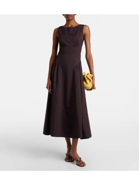 Rochie midi Staud din poplin maro