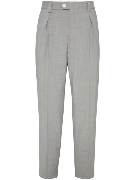Vlněné kalhoty Brunello Cucinelli šedé