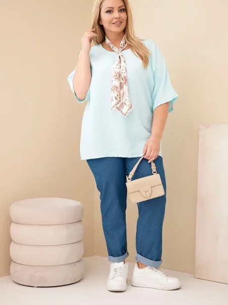 Bluza Kesi Włoski s kratkimi rokavi modra