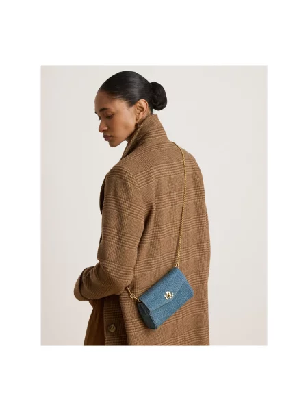 Torba na ramię z czystej bawełny Lauren Ralph Lauren niebieska