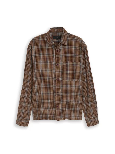 TOM TAILOR DENIM Košile hnědá / tmavě hnědá bílá