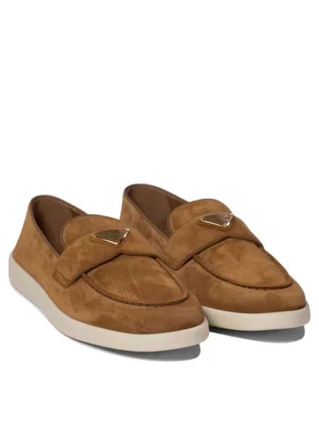 Email pantofi loafer Prada cu autograf maro