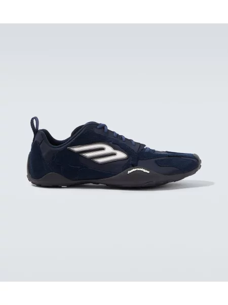 Sneakerși Balenciaga de catifea cord albastru