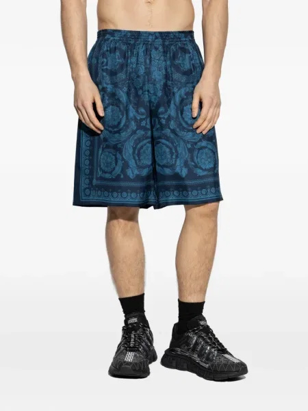 Pantaloni scurți Versace cu model floral cu imagine albastru