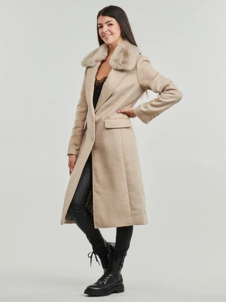 Palton de blană Guess negru