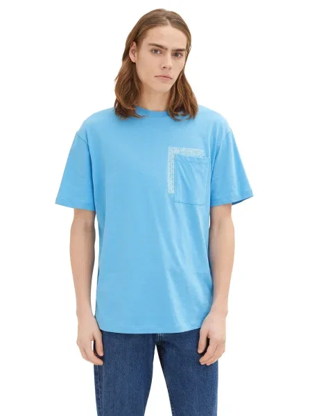 TOM TAILOR DENIM Tricou albastru deschis / alb