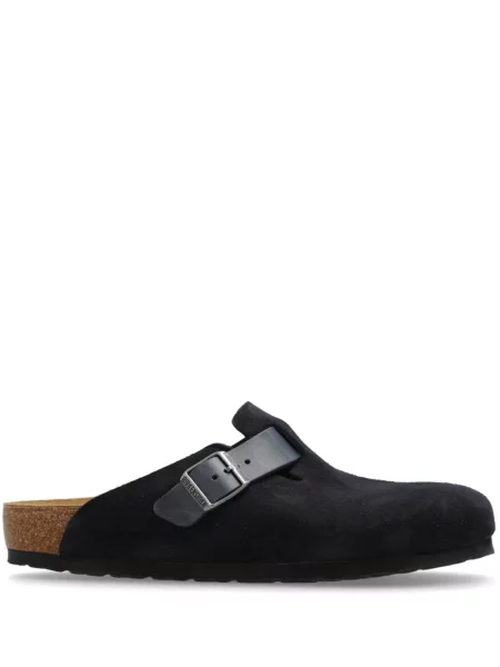 Papuci de casă Birkenstock din piele de căprioară albastru