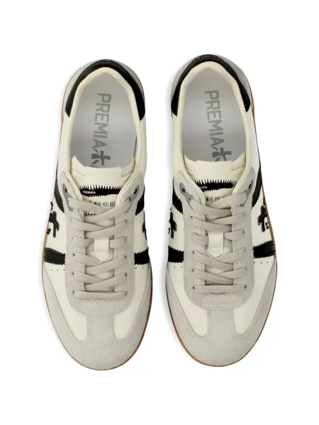 Sneakerși Premiata din piele de căprioară alb