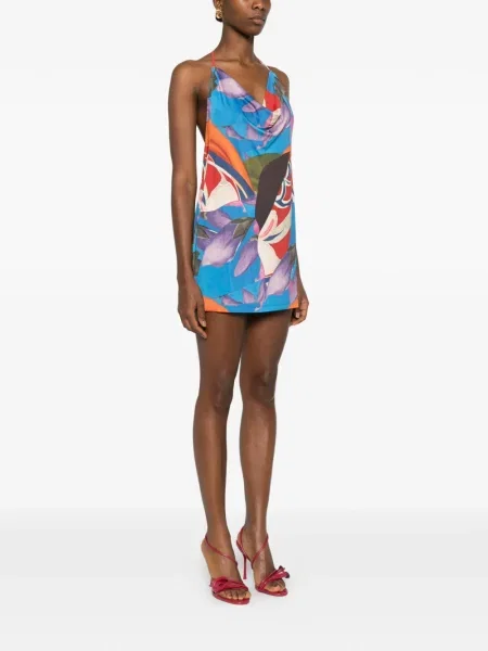 Rochie mini Donde Esteban cu model floral cu imagine de costum albastru