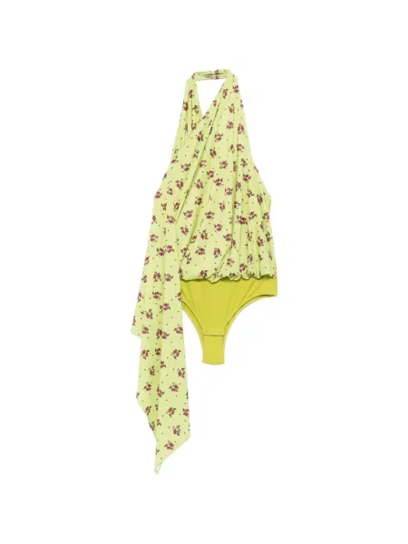 Body Coperni cu model floral cu imagine drapat verde