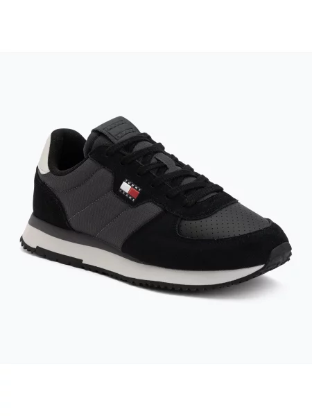 Încălțăminte pentru bărbați Tommy Jeans Runner Flag Mix washed black/stratus grey negru