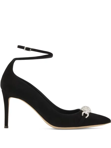 Pantofi cu toc Giuseppe Zanotti din piele de căprioară de cristal negru