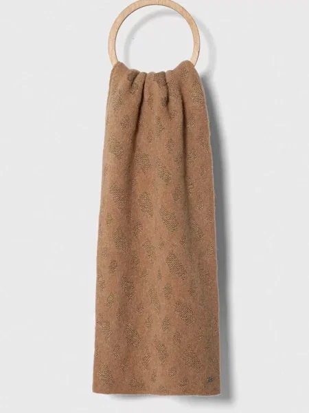 Шерстяной шарф Boss бежевый