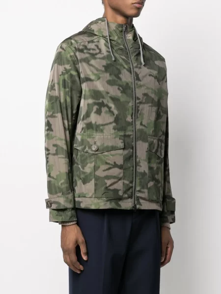 Geacă Herno cu glugă cu imagine cu model camuflaj verde