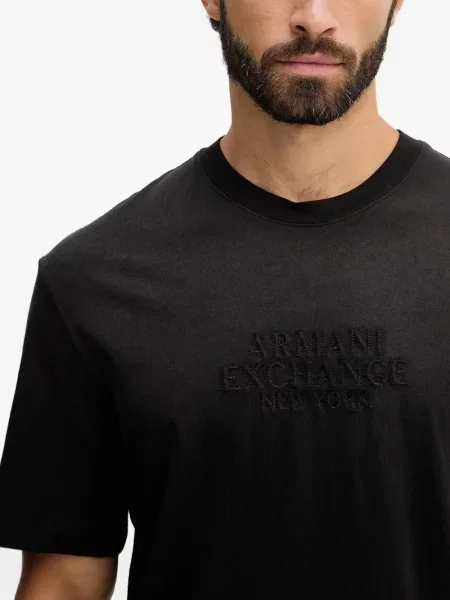 Tricou Armani Exchange cu broderie negru