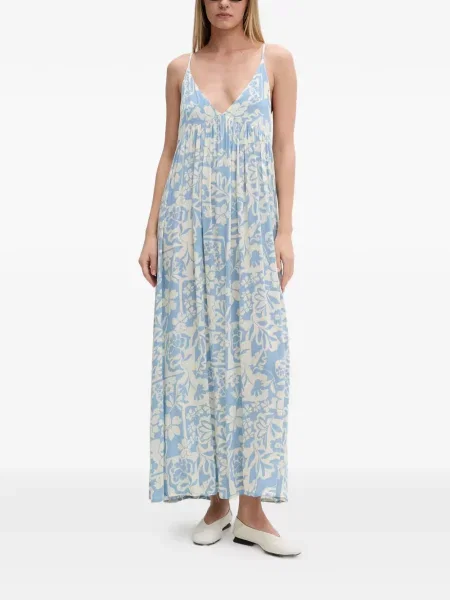 Rochie maxi Rip Curl cu model floral cu imagine albastru