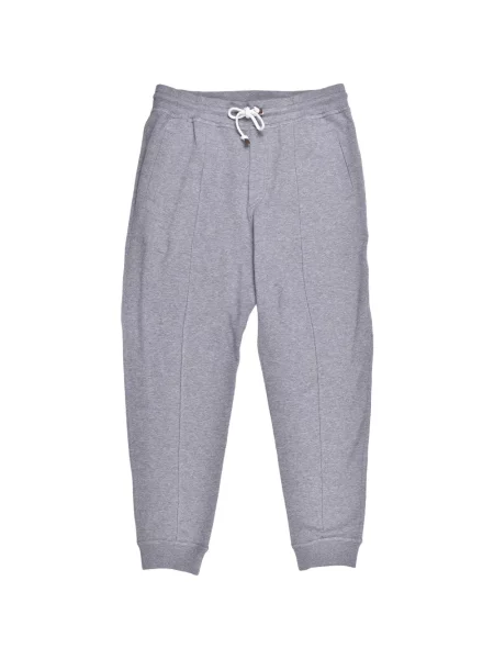 Pantaloni Brunello Cucinelli alergare conici cu cordon gri