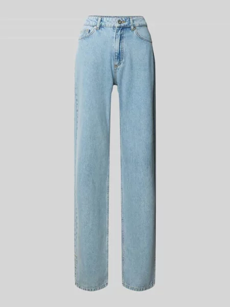 Spodnie z prostymi nogawkami z denimu z rozcięciem Style Icon Collection niebieskie