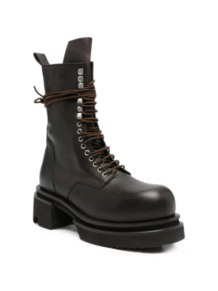 Боти Rick Owens с връзки на платформе с дантела кафяво