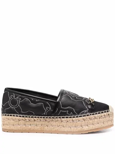 Espadrile Salvatore Ferragamo cu broderie negru