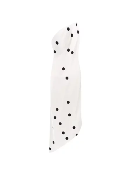 Rochie midi Anna October cu buline cu un umăr gol alb