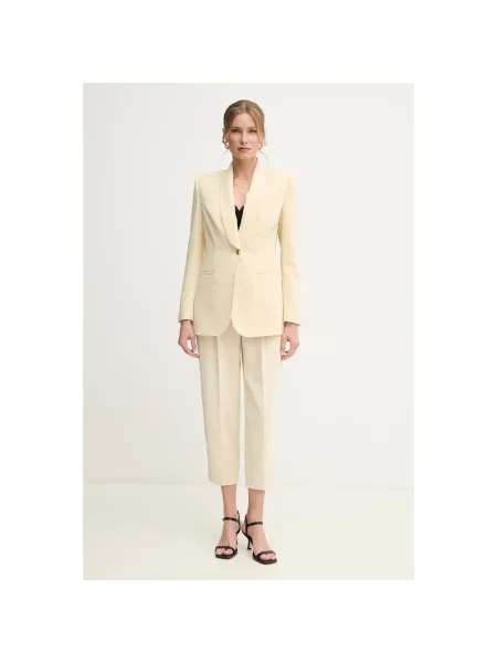 Elisabetta Franchi spodnie zielony fason cygaretki high waist żółte