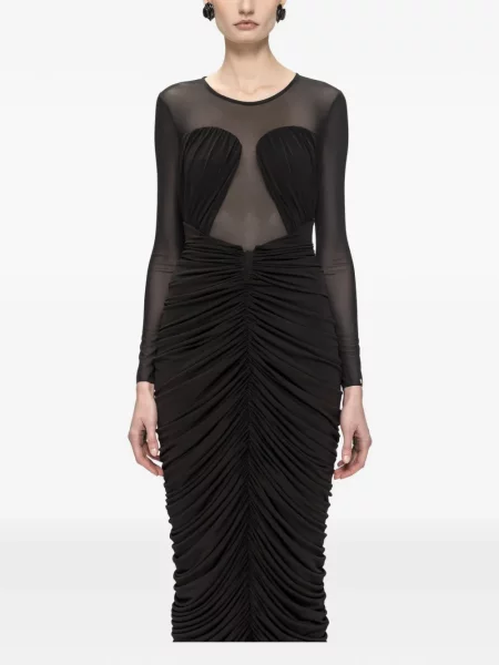 Rochie midi Nissa din tul drapată negru