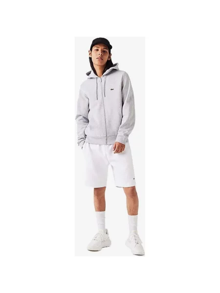 Jasnoszara bluza z kapturem i zamkiem błyskawicznym Lacoste Colorblock XS szara