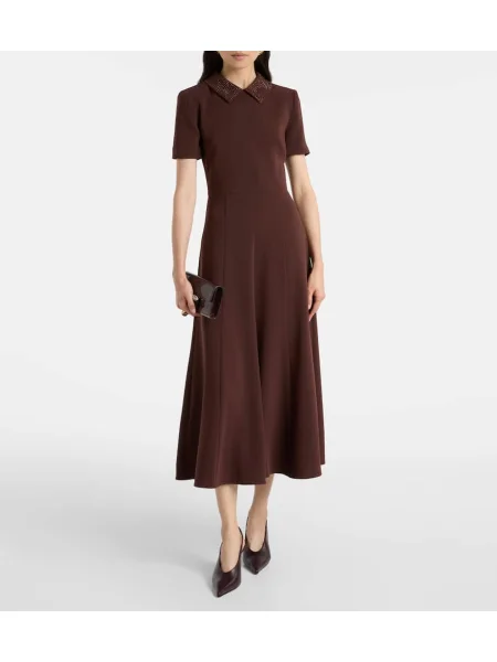 Obleka midi obleka Roland Mouret nad koleni rjava