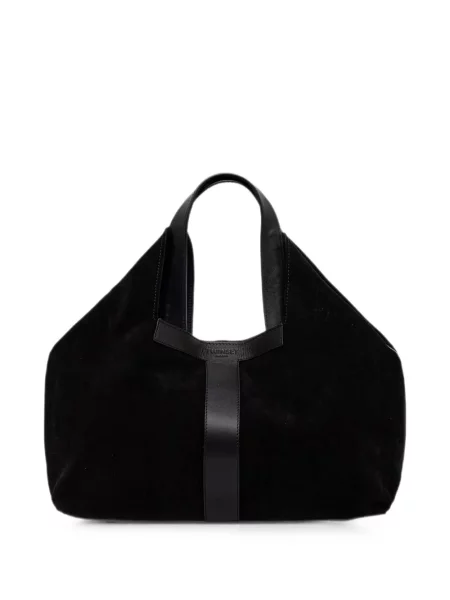 Geantă shopper Twinset din piele de căprioară negru