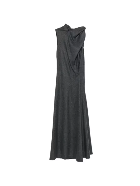 Rochie maxi Petar Petrov fără mâneci drapată gri