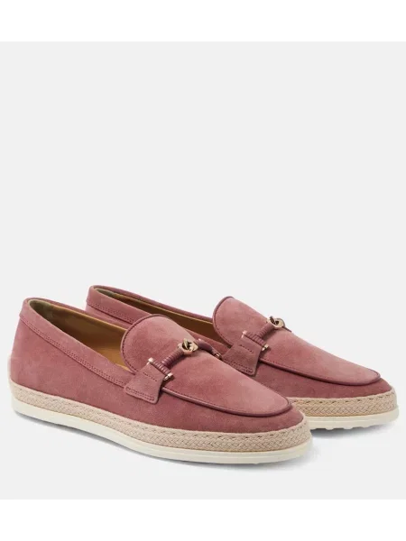 Pantofi loafer Tod's din piele de căprioară roz