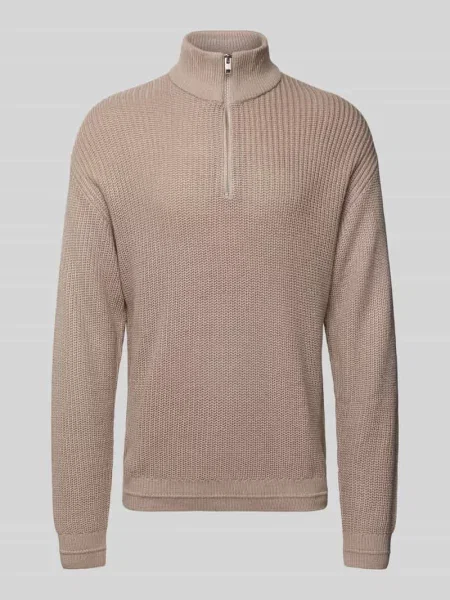 Sweter z dzianiny z zamkiem błyskawicznym model ‘KAITO’ Jack & Jones biały