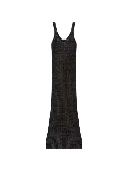 Rochie maxi Retori în carouri tricotate negru