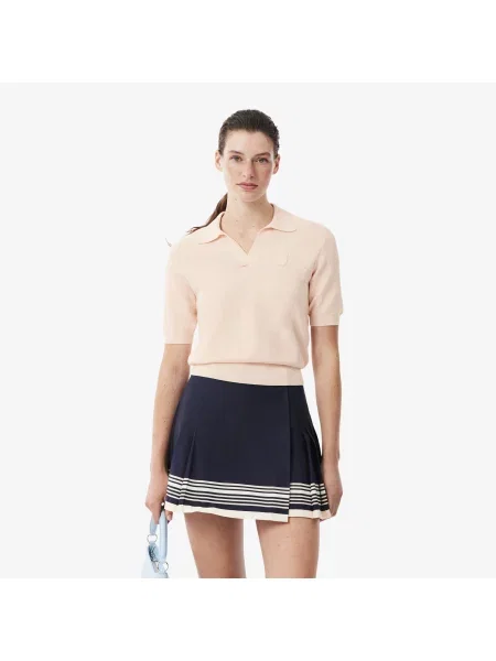 Lacoste Dziana Koszulka Polo Regular Fit Z Otwartym Kołnierzykiem I Naszywką różowa